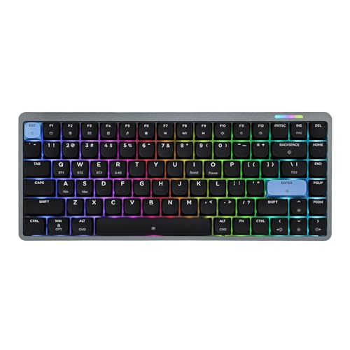 EPOMAKER Luma84 Low Profile Aluminum Mechanical Keyboard, QMK/VIA Programmable, Tri-Mode Wireless, Win/MAC/Linux Compatible, RGB Backlight (Black&Blue, Gateron Low-Profile Brown Switch) - Image 1