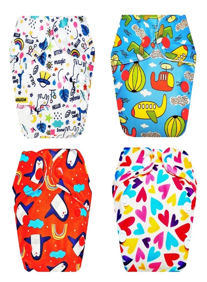 حفاضات قماشية فاخرة من دمبلدو للأطفال حديثي الولادة مع حشوة داخلية (عبوة من 4 قطع) | شعور بالجفاف والراحة | تهوية جيدة | سريعة الجفاف | مثالية لفصل الصيف الهندي | من 0 إلى 4 أشهر | للجنسين - Image 1