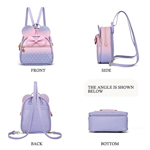 KL928 Girls Mini Backpack Bowknot Polka Dot Cute Small Daypacks Convertible Shoulder Bag Purse for Women - Image 5