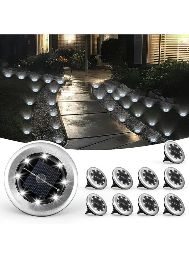 Solar Ground Lights 10 Pack for Garden Outdoor Pathway Warm White Light - Image 1