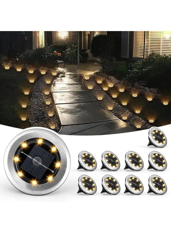Solar Ground Lights 10 Pack for Garden Outdoor Pathway Warm White Light - Image 2