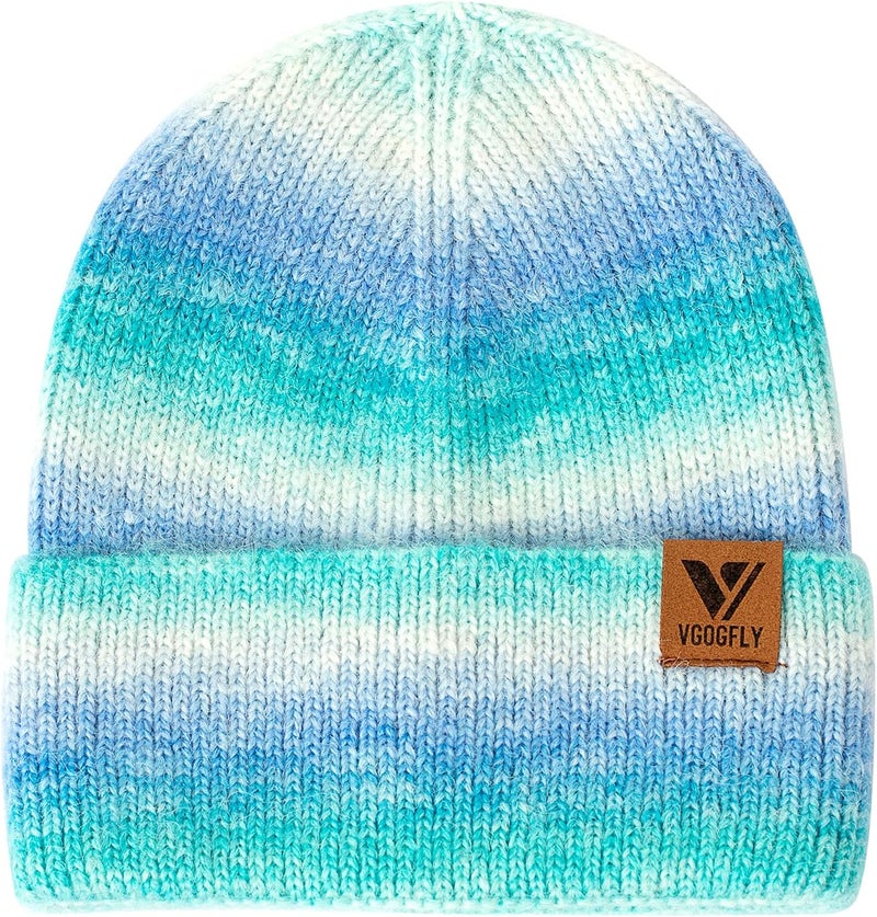 Vgogfly Beanie Men Slouchy Knit Skull Cap Warm Stocking Hats Guys Women Striped Winter Beanie Hat Cuffed Plain Hat - Image 2