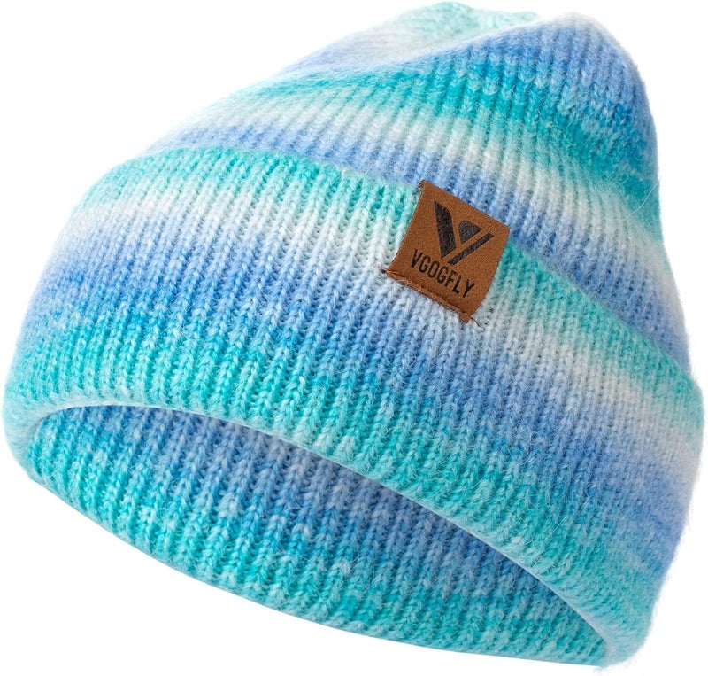 Vgogfly Beanie Men Slouchy Knit Skull Cap Warm Stocking Hats Guys Women Striped Winter Beanie Hat Cuffed Plain Hat - Image 1