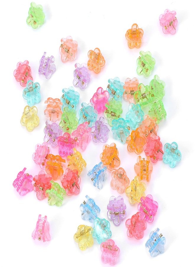Shimmeroo 100Pcs Mini Flower Hair Clips,Small Claw Clips for Girls and Women Colorful Hair Clip Cute Jaw Clip - Image 1