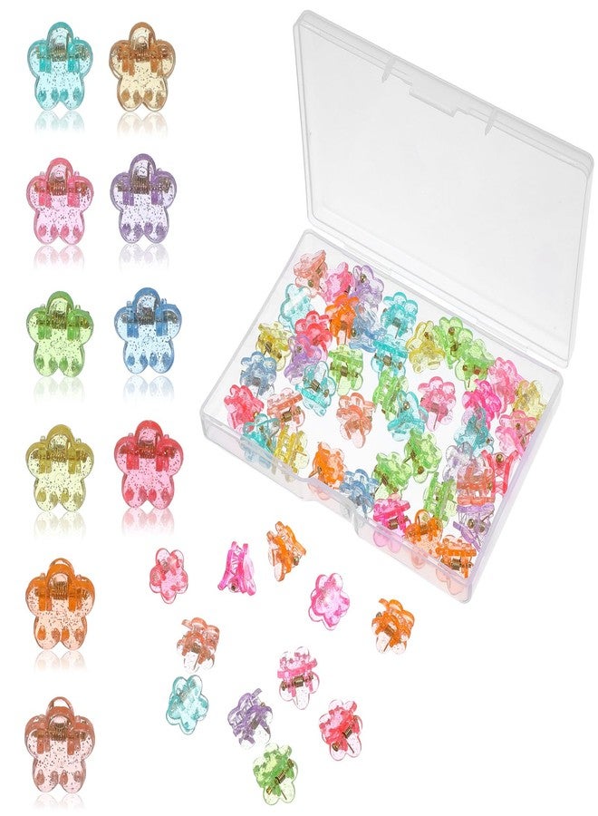 Shimmeroo 100Pcs Mini Flower Hair Clips,Small Claw Clips for Girls and Women Colorful Hair Clip Cute Jaw Clip - Image 3