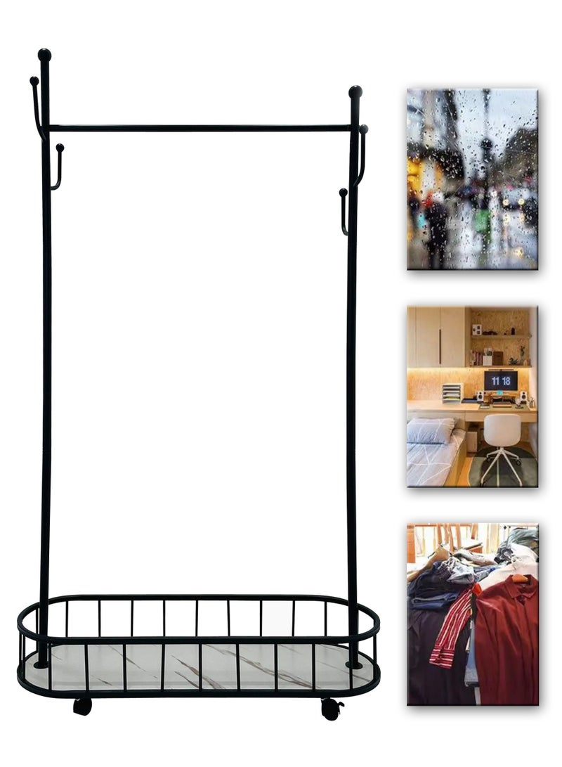 Living Movable Metal Clothing Rack Multifunctional With Wheels 100 CM  - Image 4