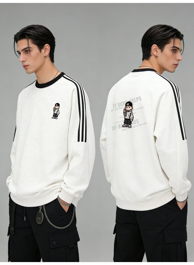 retro cartoon oversized t-shirt | striped pullover, suitable for street wear and daily leisure. - Image 1