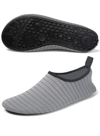 Water Shoes for Women Men Kids, Barefoot Quick-Dry Aqua Water Socks Slip-on Swim Beach Shoes for Snorkeling Surfing Kayaking Beach Walking Yoga (Grey) - view 2