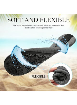 Water Shoes for Women Men Kids, Barefoot Quick-Dry Aqua Water Socks Slip-on Swim Beach Shoes for Snorkeling Surfing Kayaking Beach Walking Yoga (Grey) - view 4