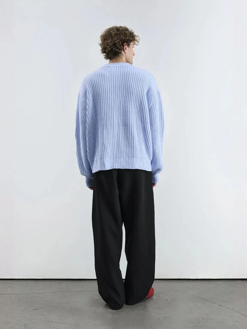 Giesto Maya Blue GIESTO Oversized Ribbed V-neck Cardigan for Men | Best Price UAE