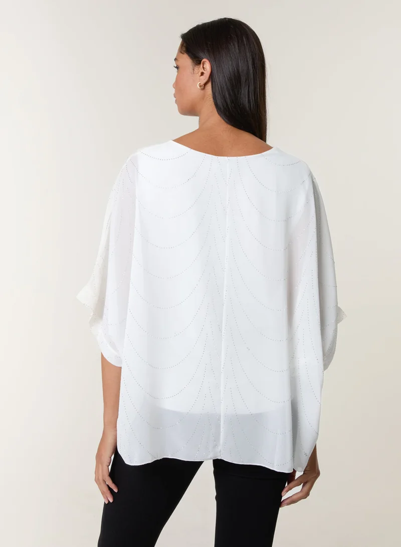 بلو فانيلا Studded Wave Chiffon Kaftan Top