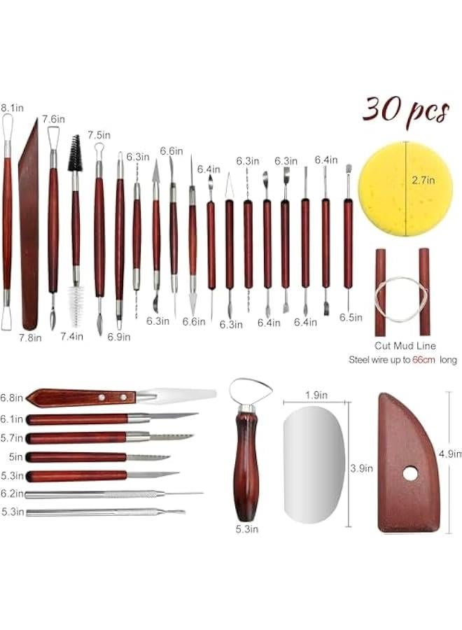 FYLX 30 Ceramic Sculpting Set for Clay Pottery Carving Engraving Modeling Embossing Shaping DIY Art  Ideal for Color Mixing Drawing Fine Details - Image 2
