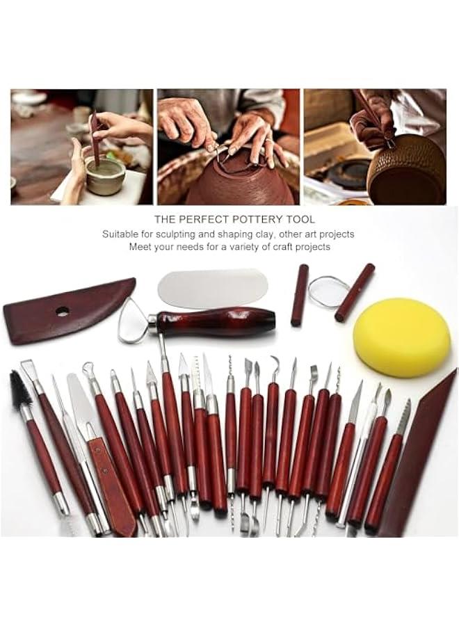 FYLX 30 Ceramic Sculpting Set for Clay Pottery Carving Engraving Modeling Embossing Shaping DIY Art  Ideal for Color Mixing Drawing Fine Details - Image 3