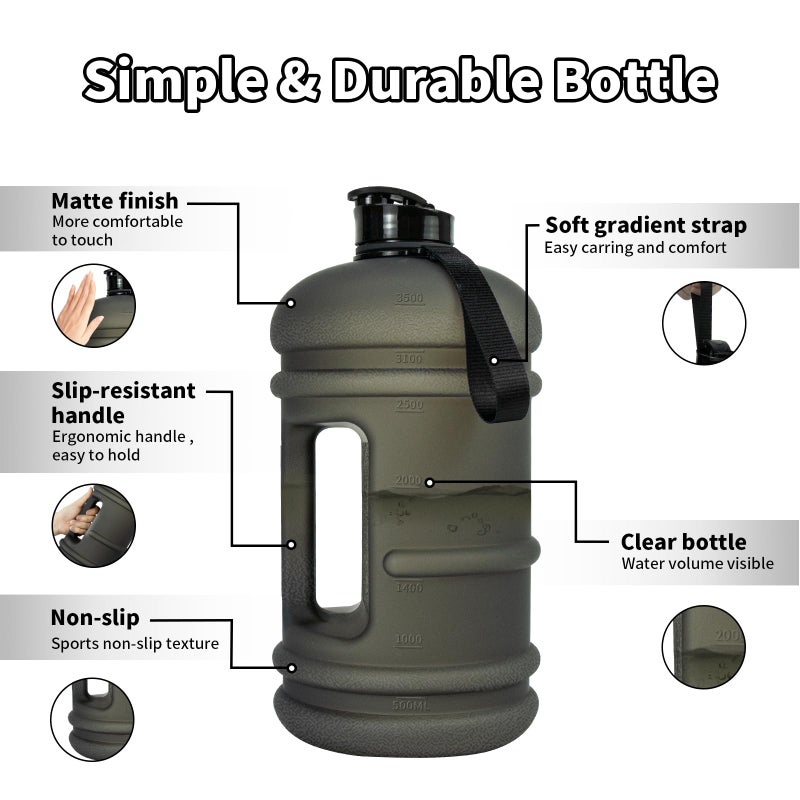 TOOFEEL 1 Gallon Water Bottle - 128 oz With Flip Lid, Measurements Marked, Leak Proof BPA Free Jug for Gym, Sports - Matte Black - Image 4
