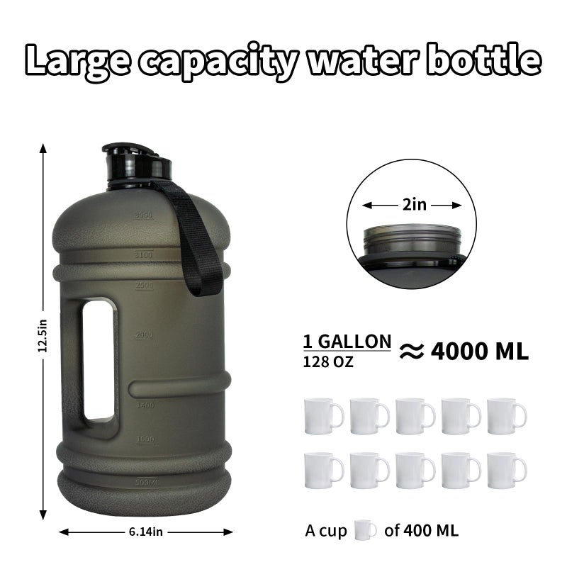 TOOFEEL 1 Gallon Water Bottle - 128 oz With Flip Lid, Measurements Marked, Leak Proof BPA Free Jug for Gym, Sports - Matte Black - Image 5