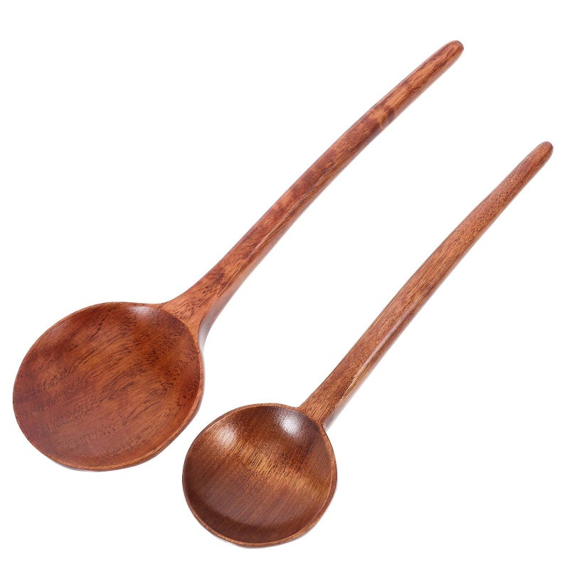 2pc Japanese Wood Rice Spoon And Soup Spoon Set For Hot Pot Ramen - Image 2