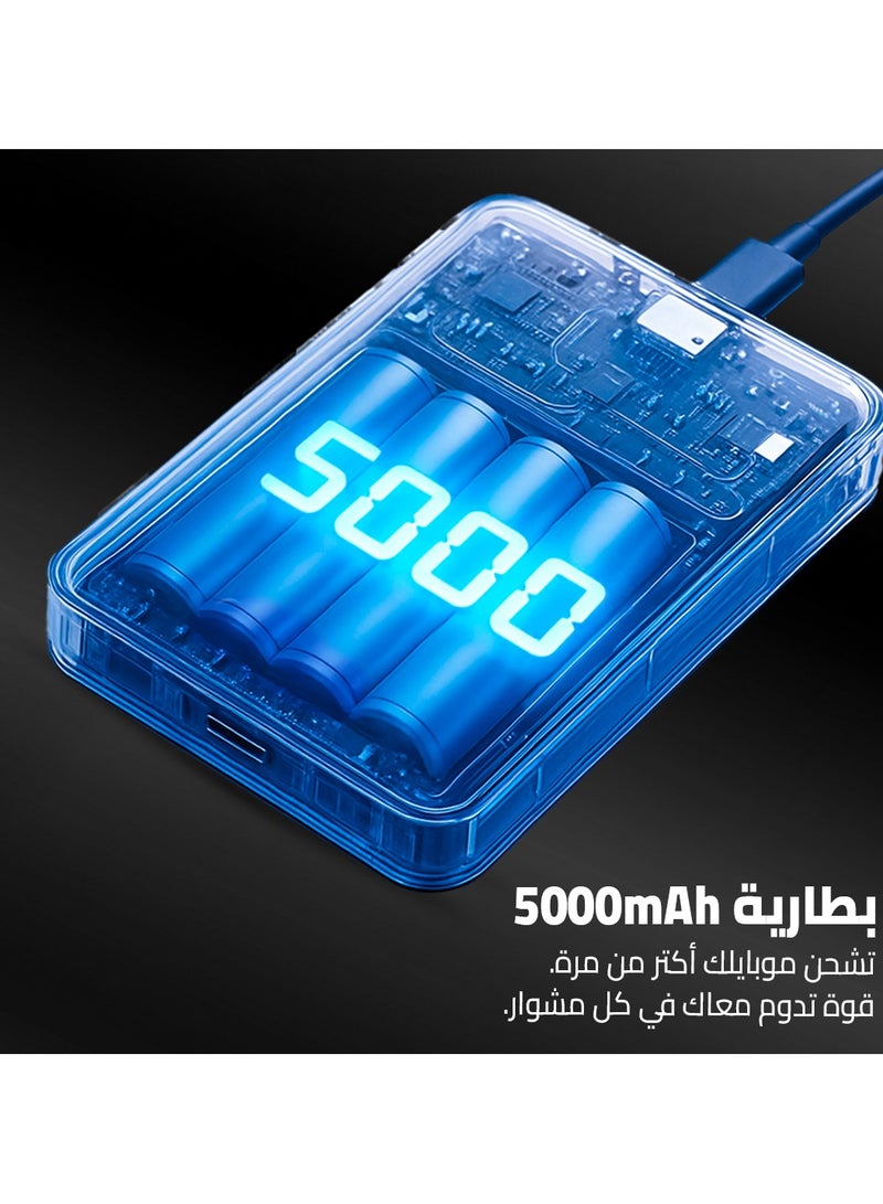 cardoo بطارية خارجية cardoO 5000mAh نحيفة ومحمولة شحن سريع USB-C PD توافق عالمي أسود - Image 3