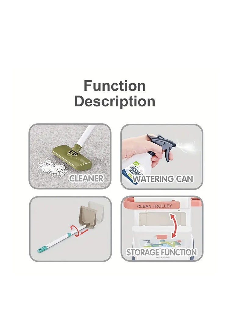 أطقم تنظيف الأطفال، ٢٠ قطعة مع عربة و مكنسة كهربائية لعبة - Image 3