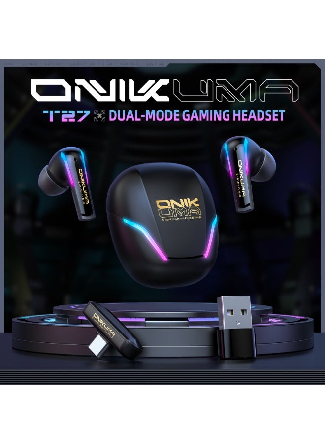 onikuma سماعات أذن للألعاب ONIKUMA T27 مقاومة للماء IPX4 بتقنية بلوتوث 2.4G ذات زمن استجابة منخفض - Image 3