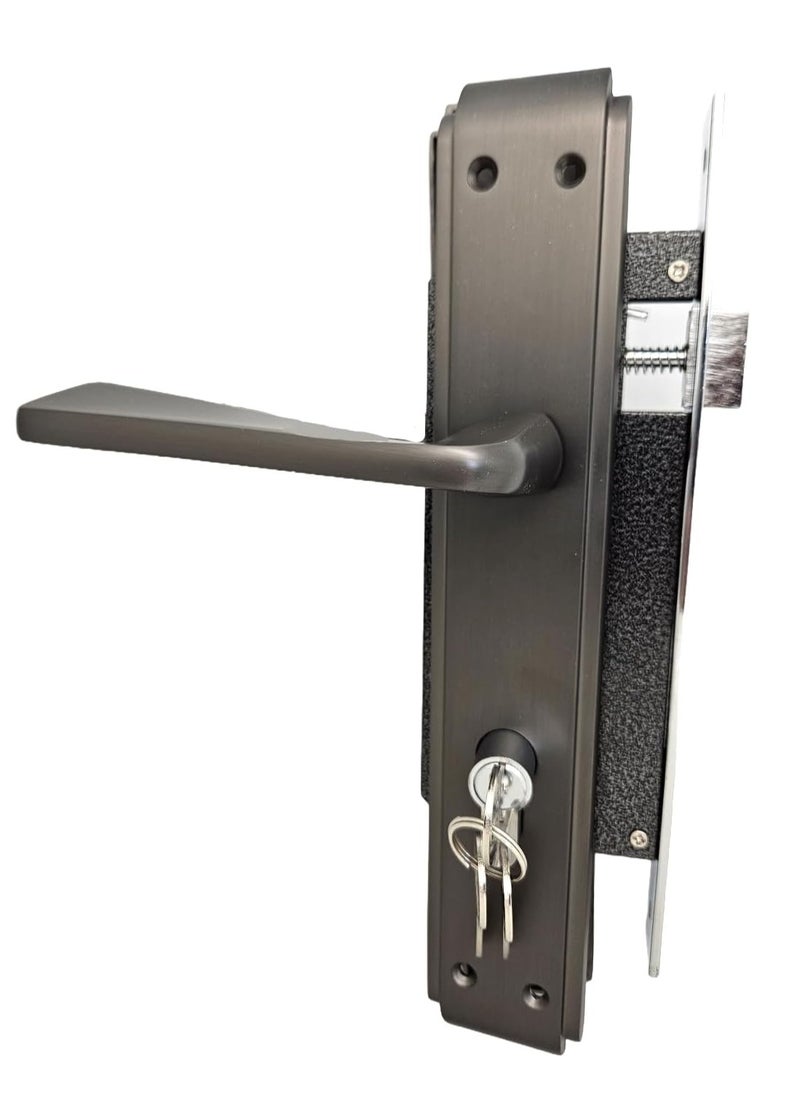 ROBUSTLINE Robustline Zinc Lever Door Handle with Lock body| Premium Quality | Black Nickle - BY0012 