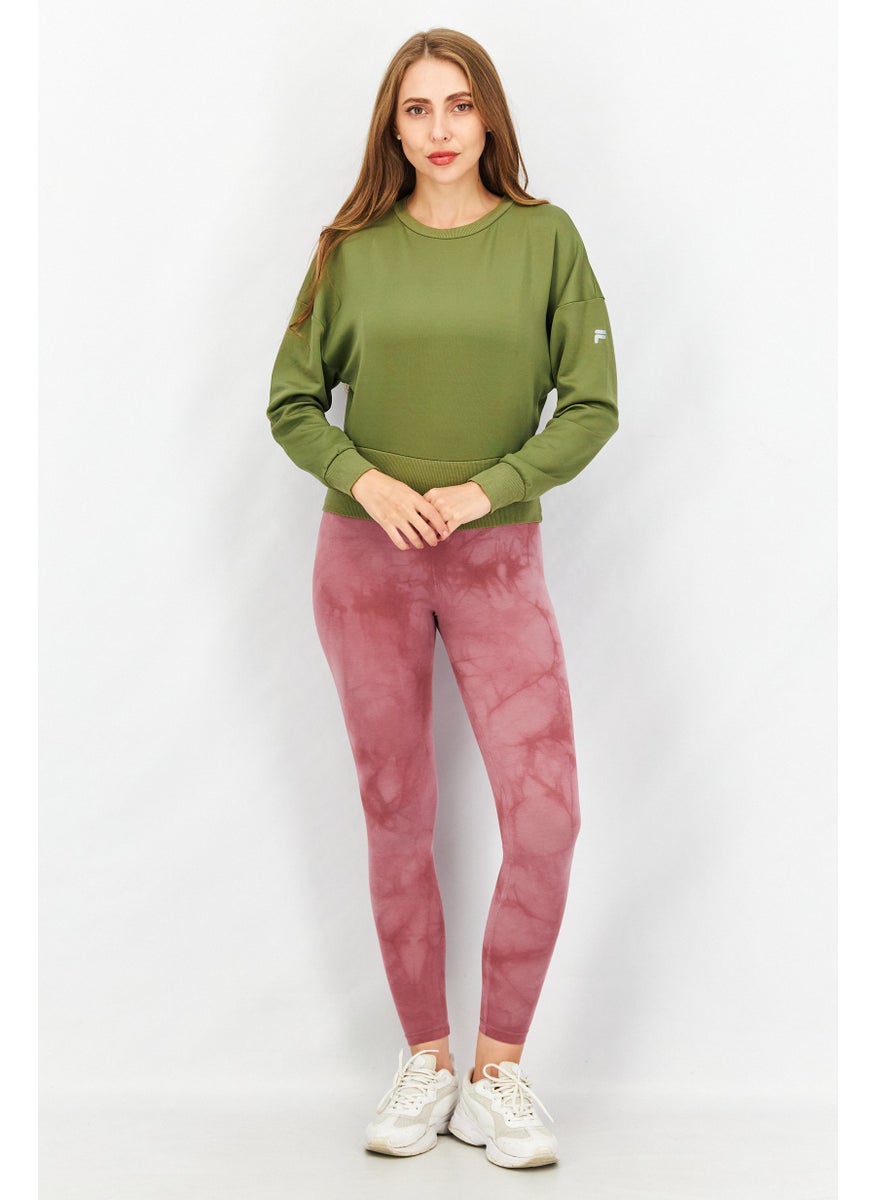 FILA Women Sportswear Fit Long Sleeve Chandolin Cropped Top, Loden Green  - Image 4