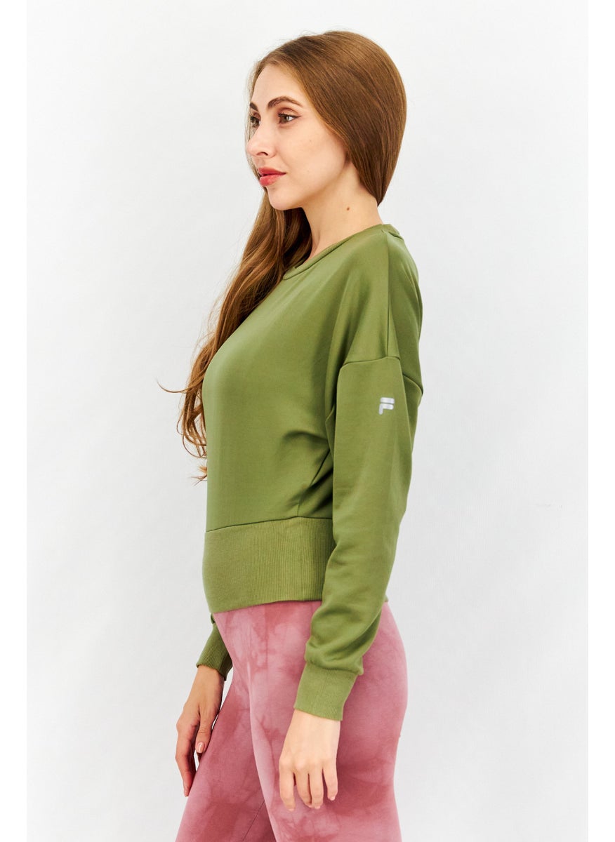 FILA Women Sportswear Fit Long Sleeve Chandolin Cropped Top, Loden Green  - Image 2