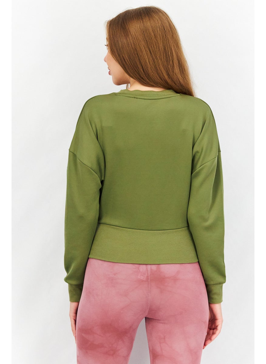 FILA Women Sportswear Fit Long Sleeve Chandolin Cropped Top, Loden Green  - Image 3