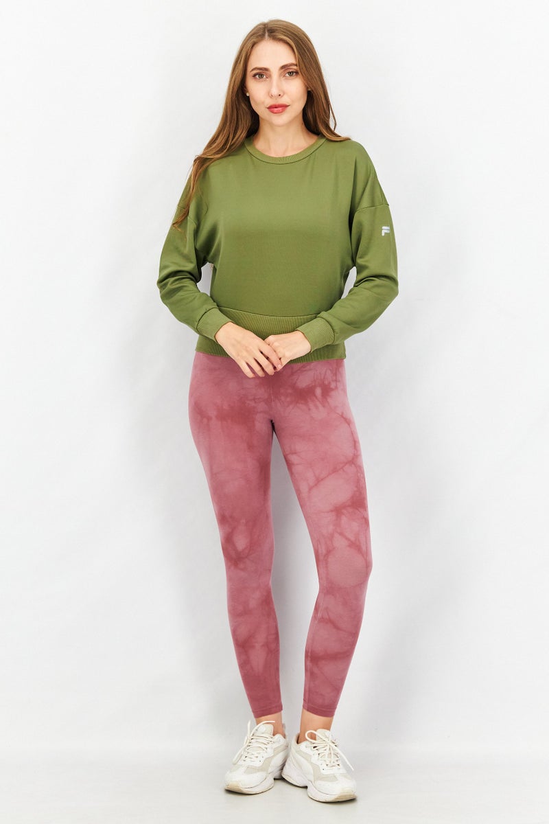 FILA Women Sportswear Fit Long Sleeve Chandolin Cropped Top, Loden Green - Image 4