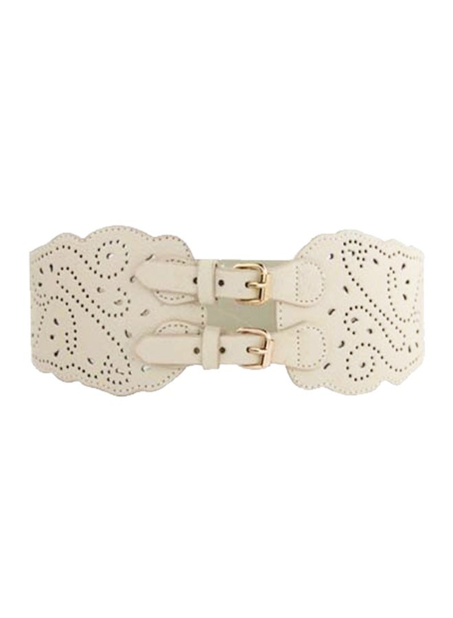 Women Wide Elastic Waist Belt Vintage Buckle Leather Elastic Stretchy Corset Cinch Belt - Image 3