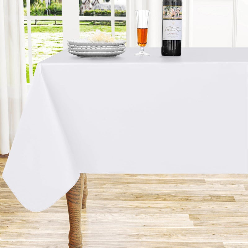 homing Rectangle Vinyl Tablecloth, Waterproof Spillproof Plastic Flannel Backed Easter Table Cloth, Wipe Clean Table Cover for Dining, Buffet Parties and Camping (White, 60" x 84") - Image 1