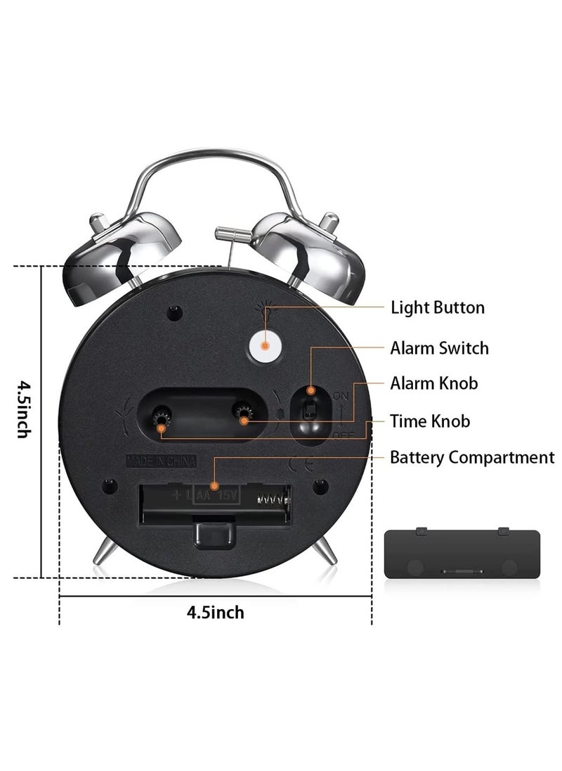 LEOKOR - Loud Alarm Clock For Heavy Sleepers Silent Non-Ticking Retro Quartz Alarm Clock with Backlight Silver - Image 1