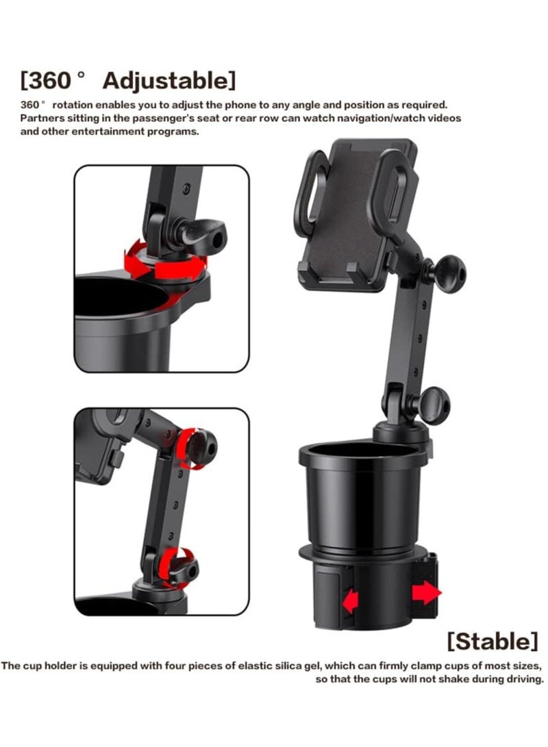 MJZ 2 in 1 Car Phone Mount, Car Cup Holder Phone Mount Universal Auto Cell Phone Stand with Expandable Cup Holder, Multifunctional Car Cup Expander with 360° Rotation - Image 3