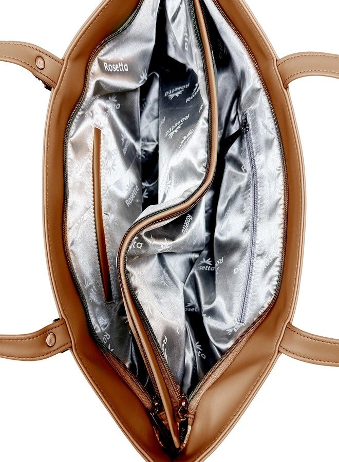 Rosetta Women's Premium Office Handbag | Elegant Vegan leather Tote Bag with Spacious Compartments - Brown - Image 2