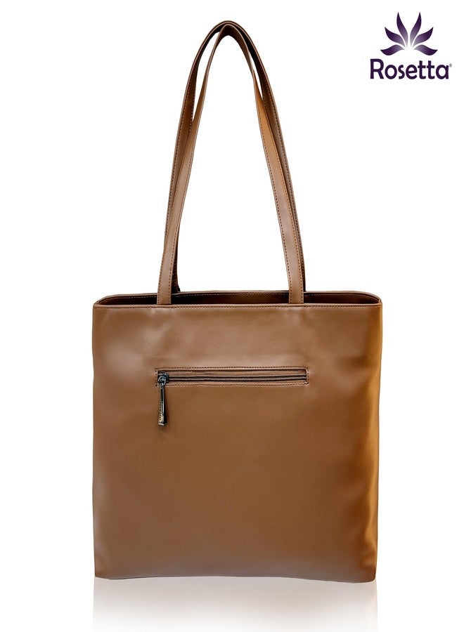 Rosetta Women's Premium Office Handbag | Elegant Vegan leather Tote Bag with Spacious Compartments - Brown - Image 3