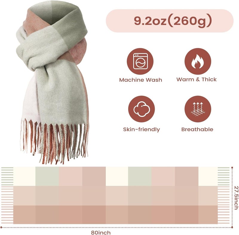 HZYH Scarf For Women, Winter Scarf For Women Fashion Cashmere Feel Plaid Scarfs For Women - Image 4