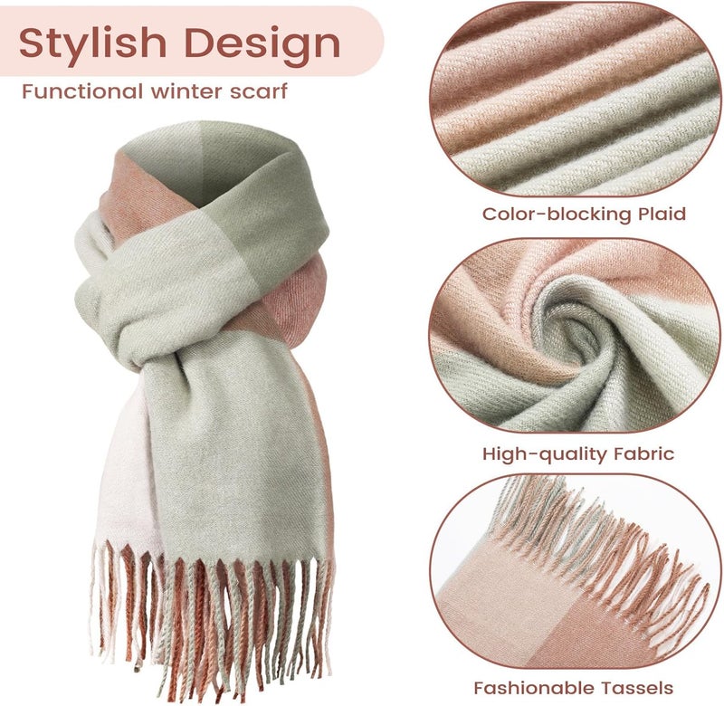 HZYH Scarf For Women, Winter Scarf For Women Fashion Cashmere Feel Plaid Scarfs For Women - Image 2