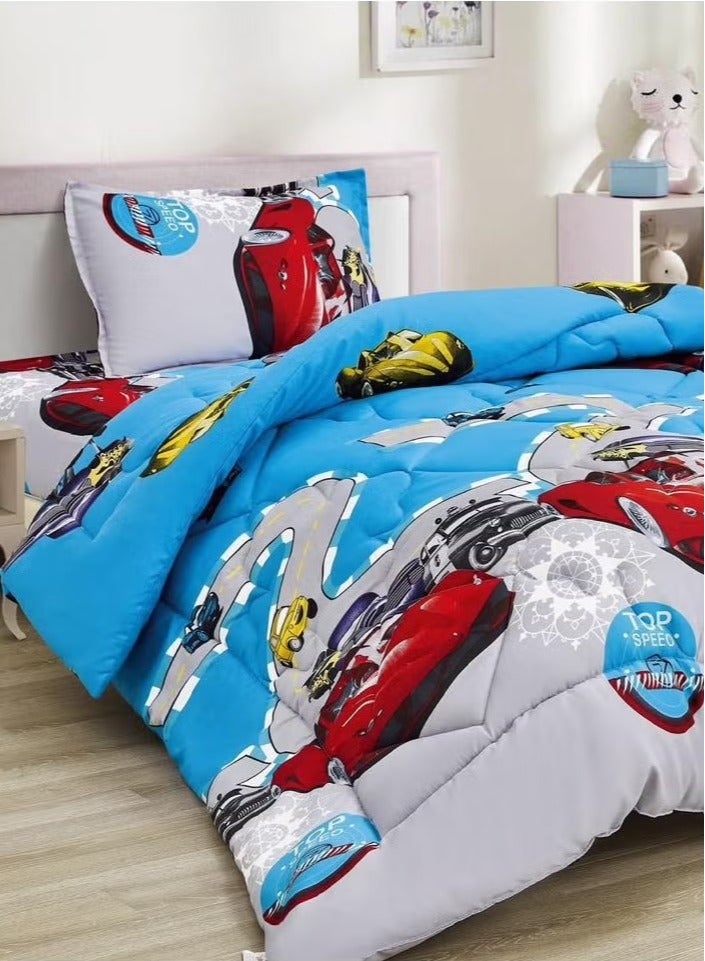 مينج لي لحاف سرير أطفال مقاس مفرد 3 قطع، يتضمن لحاف و ملاءة سرير وغطاء وسادة نوم و غطاء، لحاف خفيف الوزن ويستخدم على الاتجاهين، مناسب لجميع الفصول - Image 2