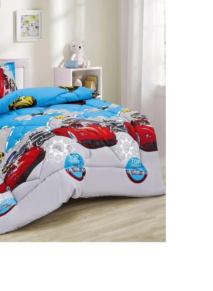 مينج لي لحاف سرير أطفال مقاس مفرد 3 قطع، يتضمن لحاف و ملاءة سرير وغطاء وسادة نوم و غطاء، لحاف خفيف الوزن ويستخدم على الاتجاهين، مناسب لجميع الفصول - Image 3