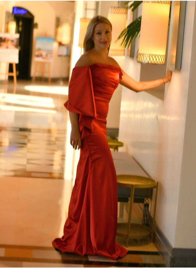 Scarlet Elegance Off-Shoulder Satin Gown A Statement of Confidence - pzsku/Z5E8968CB195564187815Z/45/_/1739877264/fc6d2d21-fc7e-4899-9a2d-875638649674