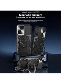 Generic Armor Case for Samsung Galaxy  Note 20 Ultra  with Slide Camera Cover, Shockproof Case with [Rotatable Big Ring Kickstand] for Samsung  Note 20 Ultra. Black  - Image 2
