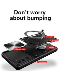 Generic Armor Case for Samsung Galaxy  Note 20 Ultra  with Slide Camera Cover, Shockproof Case with [Rotatable Big Ring Kickstand] for Samsung  Note 20 Ultra. Black  - Image 4