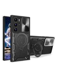 Generic Armor Case for Samsung Galaxy  Note 20 Ultra  with Slide Camera Cover, Shockproof Case with [Rotatable Big Ring Kickstand] for Samsung  Note 20 Ultra. Black  - Image 1