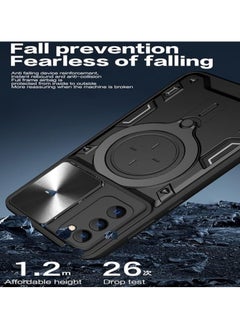 Generic Armor Case for Samsung Galaxy  Note 20 Ultra  with Slide Camera Cover, Shockproof Case with [Rotatable Big Ring Kickstand] for Samsung  Note 20 Ultra. Black  - Image 3