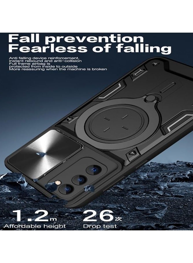 Armor Case for Samsung Galaxy  Note 20 Ultra  with Slide Camera Cover, Shockproof Case with [Rotatable Big Ring Kickstand] for Samsung  Note 20 Ultra. Black  - Image 3