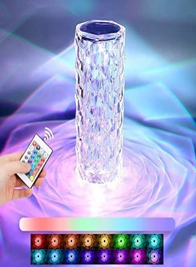 DPISZONE Crystal Rose Diamond 16 Color RGB Changing Mode LED Night Lights - USB Remote and Touch Control Desk Lamp for Bedroom, Living Room Décor Night Lamp - Image 1