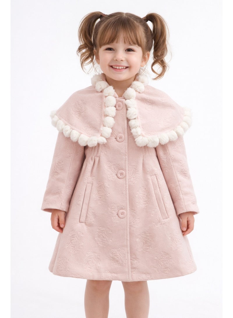 جيزرا فستان شتوي بناتي وردي باودر خامة دافئة وتصميم أنيق مميز للبنات مناسب للخروج والمناسبات - Image 3