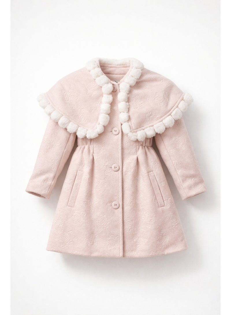 جيزرا فستان شتوي بناتي وردي باودر خامة دافئة وتصميم أنيق مميز للبنات مناسب للخروج والمناسبات - Image 5