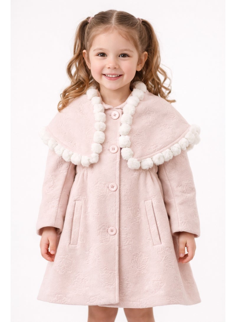 جيزرا فستان شتوي بناتي وردي باودر خامة دافئة وتصميم أنيق مميز للبنات مناسب للخروج والمناسبات - Image 2