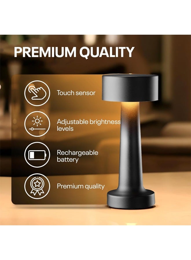 Taimi LED Touch Lamps Cordless Wireless Dimmable Night Light for Kids Nursery Portable LED Desk Lamp Rechargeable Black - Image 4