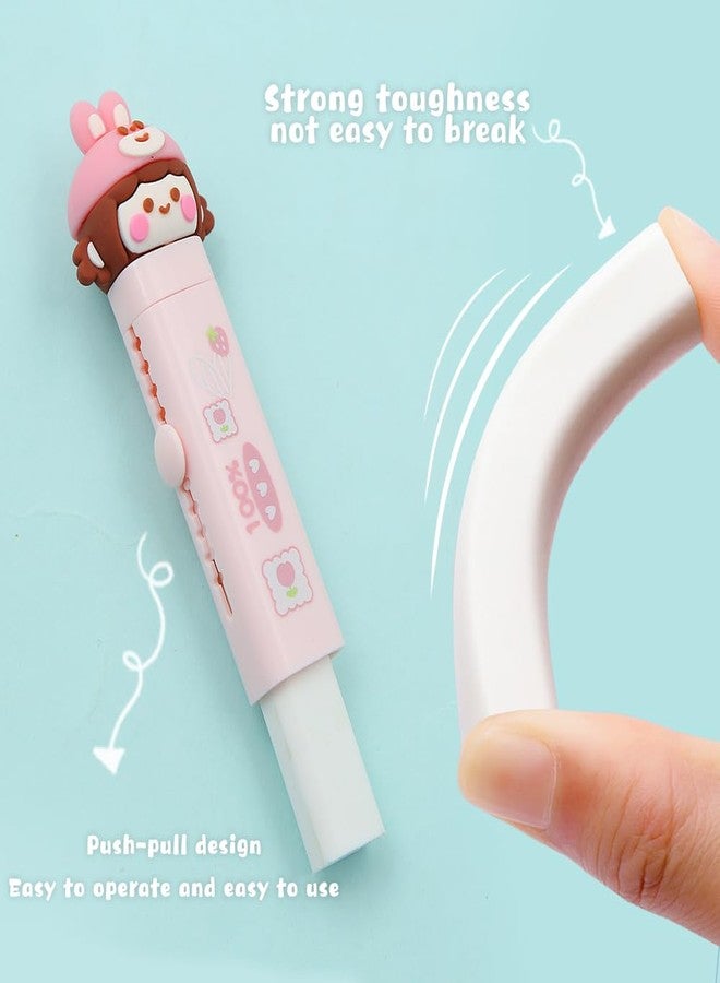 Geluode Cute Cat Paw Retractable Rubber Eraser, 4 Pcs With 4 Refills, Sliding Eraser for Kids Students Writing Office School Supplies - Image 4